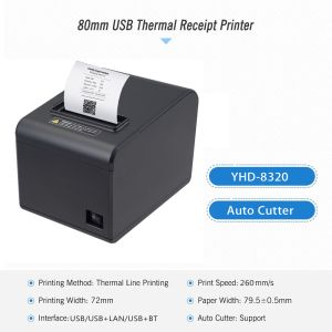 80mm 3 Inch Direct Thermal Receipt Printer 260mm/sec With Auto Cutter