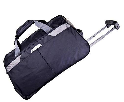 Double Handle Black Nylon Light Rolling Carryon Luggage