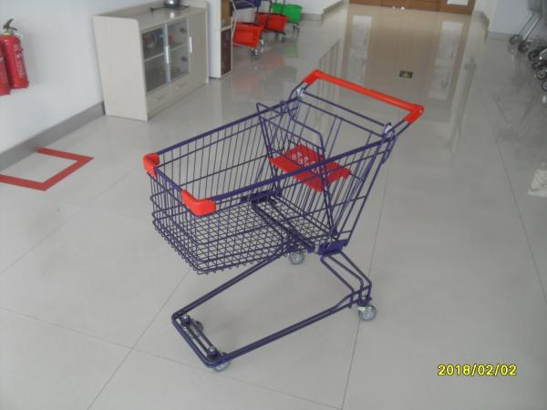 Cheap Safety Plastic 75L Retail Wire Shopping Trolley With Easy Pushing Handle for sale