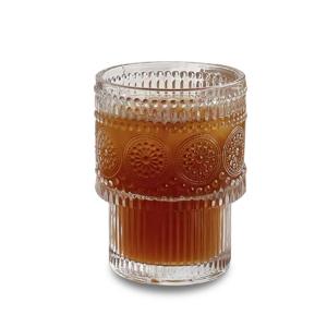 China Ribbed Coffee Wine Drinking Glasses Tumbler Sunflower Cup 190ml on sale