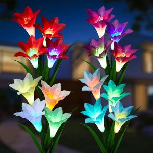 China Outdoor Solar Lily Flowers Lights Solar Garden Lights for Lawn Patio Pathway Yard Farm Wedding Decoration on sale