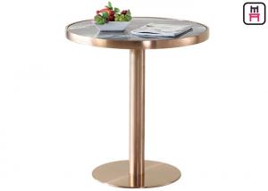 China Coffee House / Home Classical Bar Height Pub Table With Gold Stainless Steel Base on sale