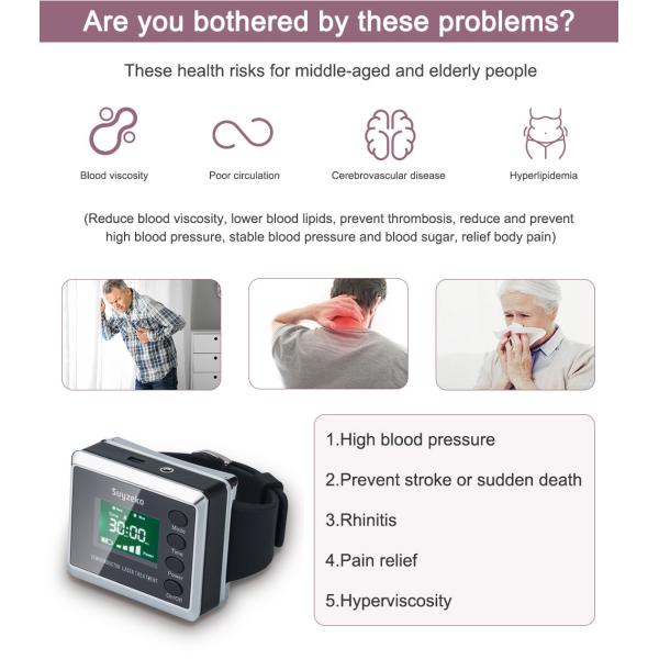 High Blood Pressure Laser Therapy Watch 650nm 450nm For Hypertension Management