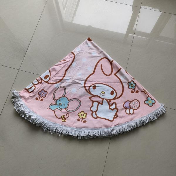 wholesale customized pink microfiber sand free printed round beach towels with tassels