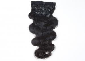 China Black Women Clip In Natural Hair Extensions Soft Clean Full Cuticles Attached on sale