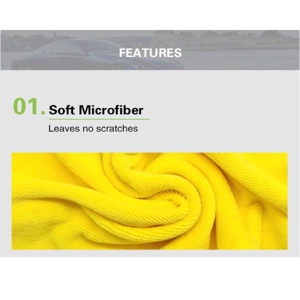 30*30cm Yellow Microfiber Towels For Car Detailing S M L Size