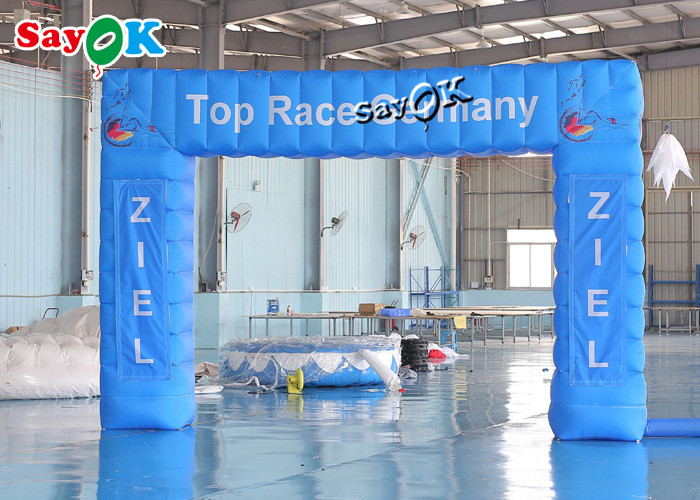 Inflatable Rainbow Arch 4x3m Blue Oxford Cloth Inflatable Race Arch With Air Blower Logo Printing