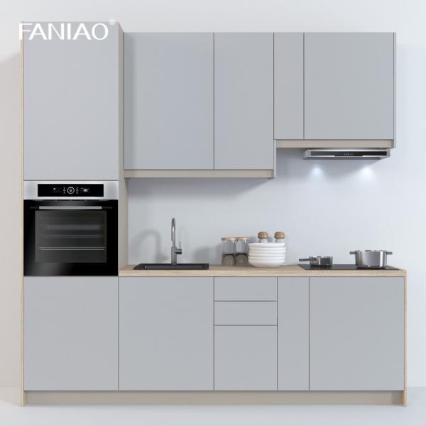 Modern Melamine Kitchen Cabinets Golden Supplier Handleless Small Kitchen