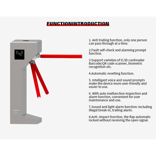 HCW SS 316 304 Waist Height Tripod Turnstile Gate Automatic Security Access Control