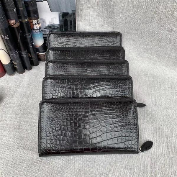 Genuine Real True Crocodile Belly Skin Male Clutch Purse Men's Long Wallet Authentic Alligator Leather Large Card Holder