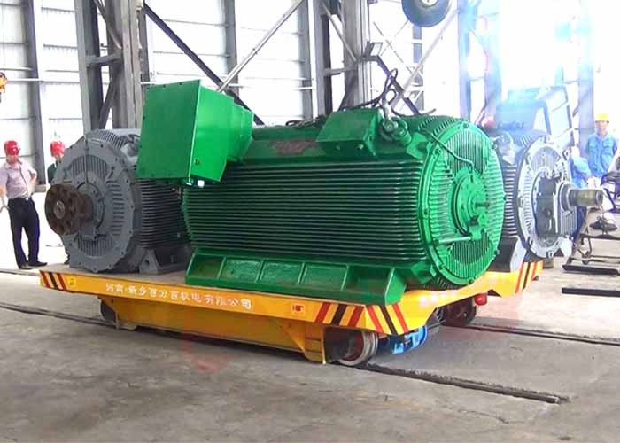 Low voltage electric rail transfer carriage for large steel structure