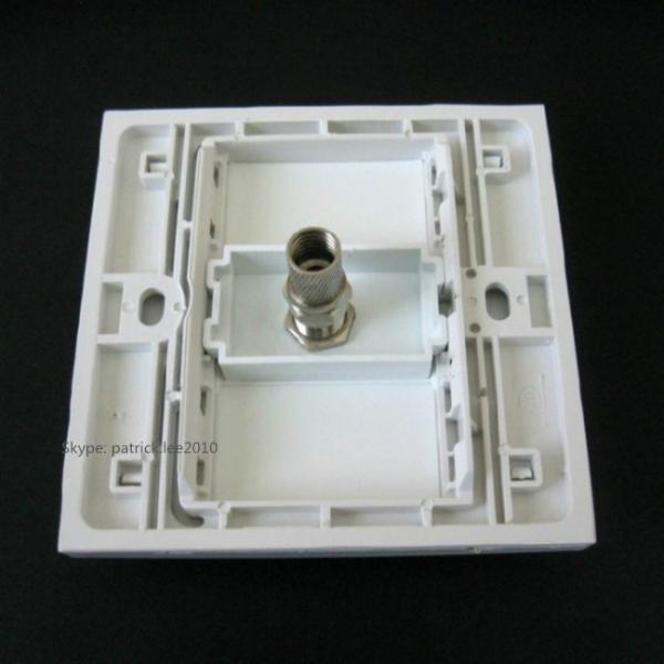 Glossy White TV Wall Plate Socket F Head Digital TV Connector Silver Plate 86x86mm