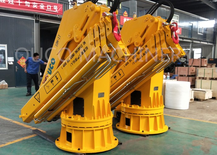 Knuckle Telescopic Boom Marine Deck Crane For Hoisting 2.2T10M