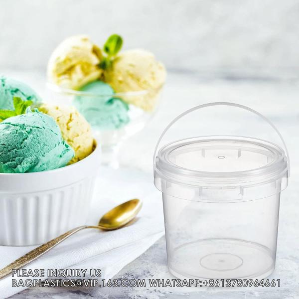 2L Ice Cream Bucket Reusable Ice Cream Freezer Storage Containers With Lids Transparent Tub For Homemade