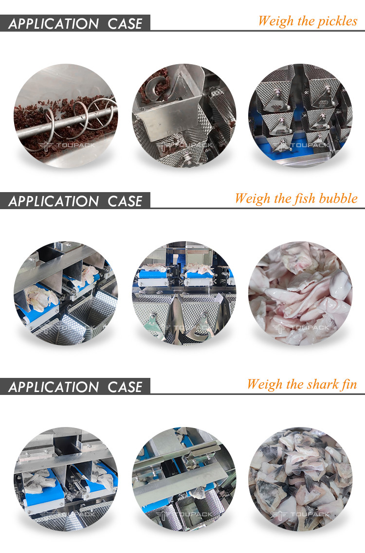 50g Maw Fish Bubble Fresh Food Multihead Weigher 8 Heads Screw Feeding Weigher
