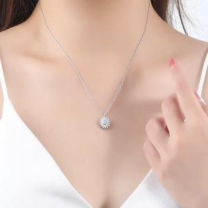 Quality 925 Sterling Women Necklaces Silver Daisy Necklace Cubic Zircon Cross wholesale