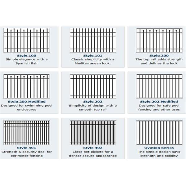 Residential Black 2.4m Tubular Metal Fencing Anti Rust Garden With Accessories