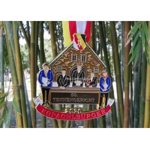 Silkcreen Printing Die Casting Carnival Medal Gold And Silver Plating