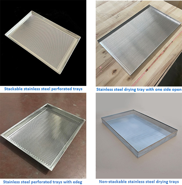 Manufacturer Stainless Steel 304 316 Perforated Metal Drying Trays For Food Industry