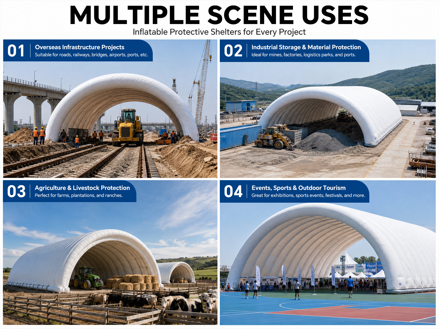 Giant Inflatable Excavation Shelter Sealed Air Rib Construction Tent for Foundation Pits Civil Engineering and Temporary Work Sites