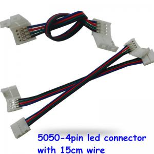 China Led Strip Light Connectors 4 Pin 10mm Width  Led Accessory Solderless Extension Cable Wire on sale
