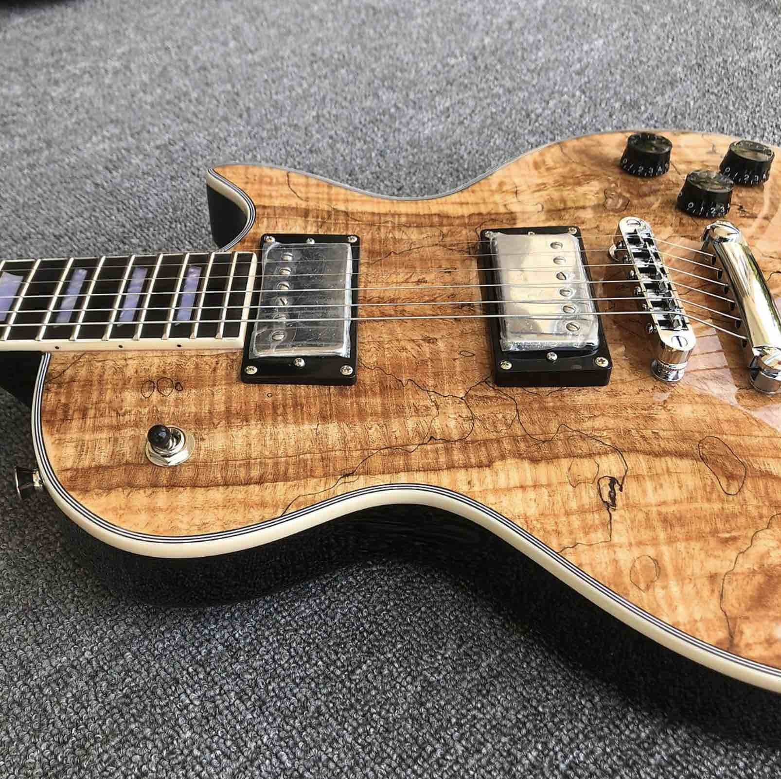 Top quality Grand Natural Maple top Electric Guitar, Solid Mahogany Body 6 strings Guitarra Gloss finish