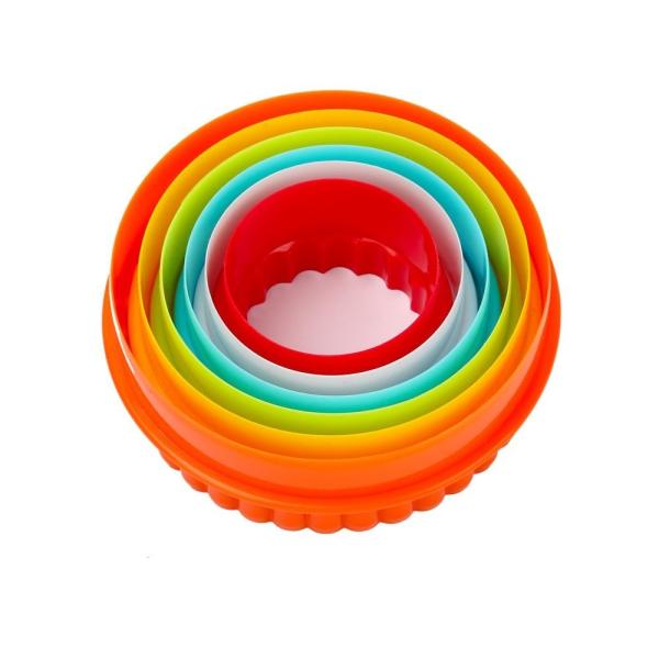 Round Cookie Cutter Set Multi-size Fondant Cutter Two-sided Biscuit Fruit Cutter Multi-color Plastic Durable Sandwich