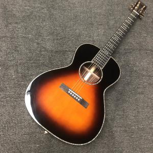 China Custom O Body 39 Inch Abalone Binding Sunburst Color Acoustic Guitar Accept Guitar, Amp, Pedal OEM on sale