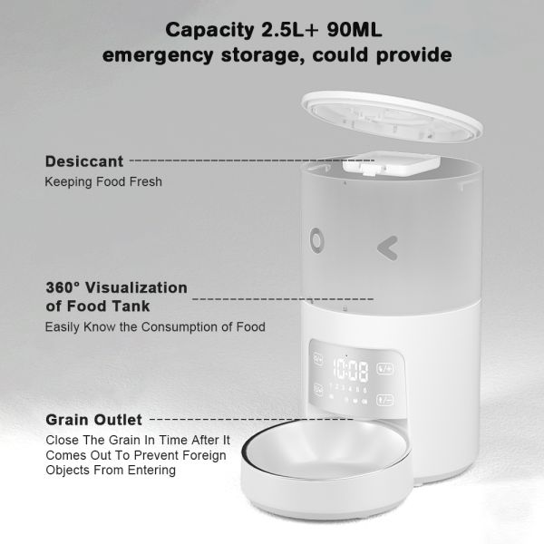 For Cat Dog Smart Automatic Eco-Friendly Stainless Steel Plastic 4L Waterproof IPX5 LCD Display Charge Battery Quadrate Feeder