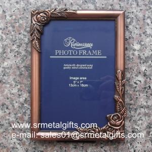 Quality Metal rose photo frame, ready mold, metal photo frame ornated with rose on the frame wholesale