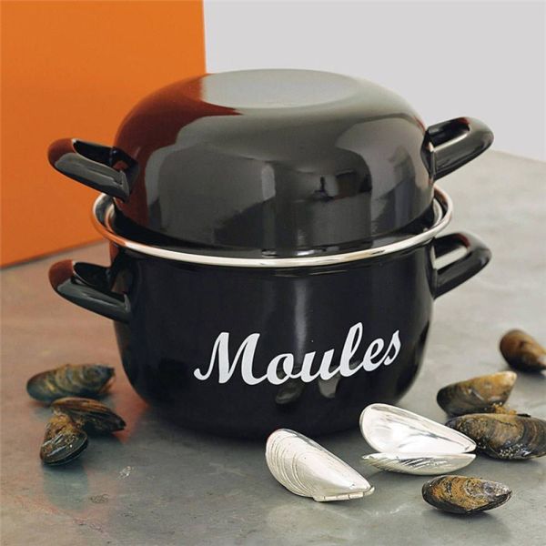 Customized Carbon Steel Enamel Mussel Pot Seafood Pot For Professional Kitchens