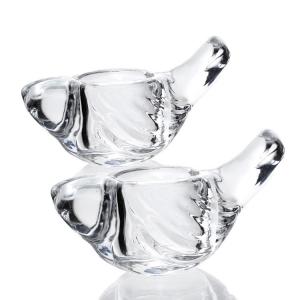 China Transparent Taper Glass Candle Holder Glass Bird Shape For Event on sale