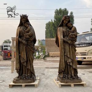 China Bronze Virgin Mary Statue Life Size Mother Mary Jesus Brass Sculpture Metal Religious Outdoor Church Craft on sale