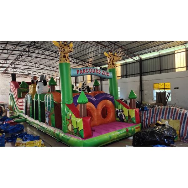 Quality Parcours Zoo Inflatable obstacle course bounce house 4x16x5m wholesale