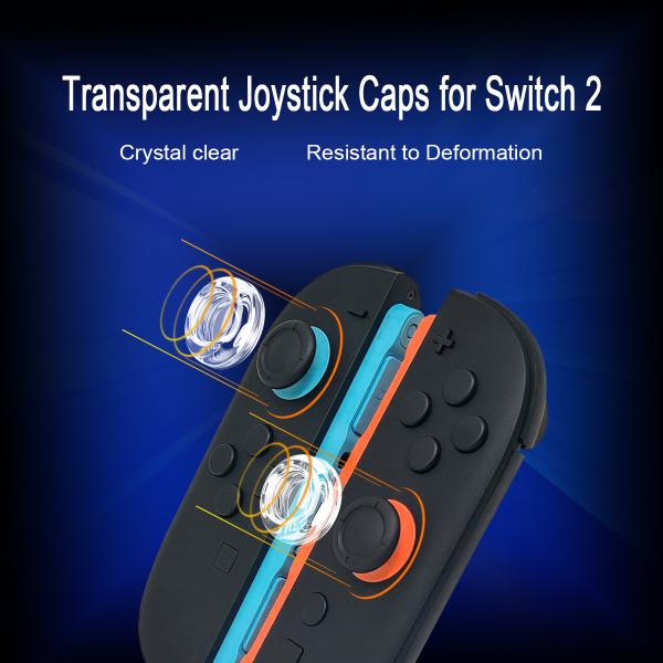 Crystal Clear Transparent Liquid Silicone Joystick Thumb Grip Caps for Nintendo Switch 2 – Enhanced Comfort & Control