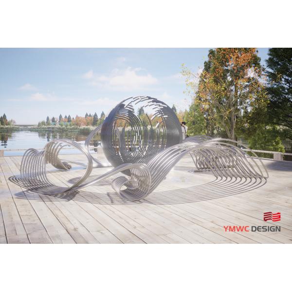 Outdoor Landscape Stainless Steel Abstract Art Sculpture with Customized LED Lights