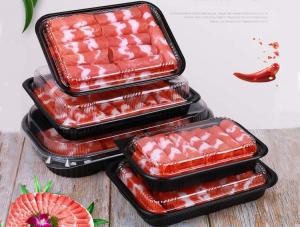 Quality Lamb roll box Beef roll tray food box black disposable plastic container wholesale