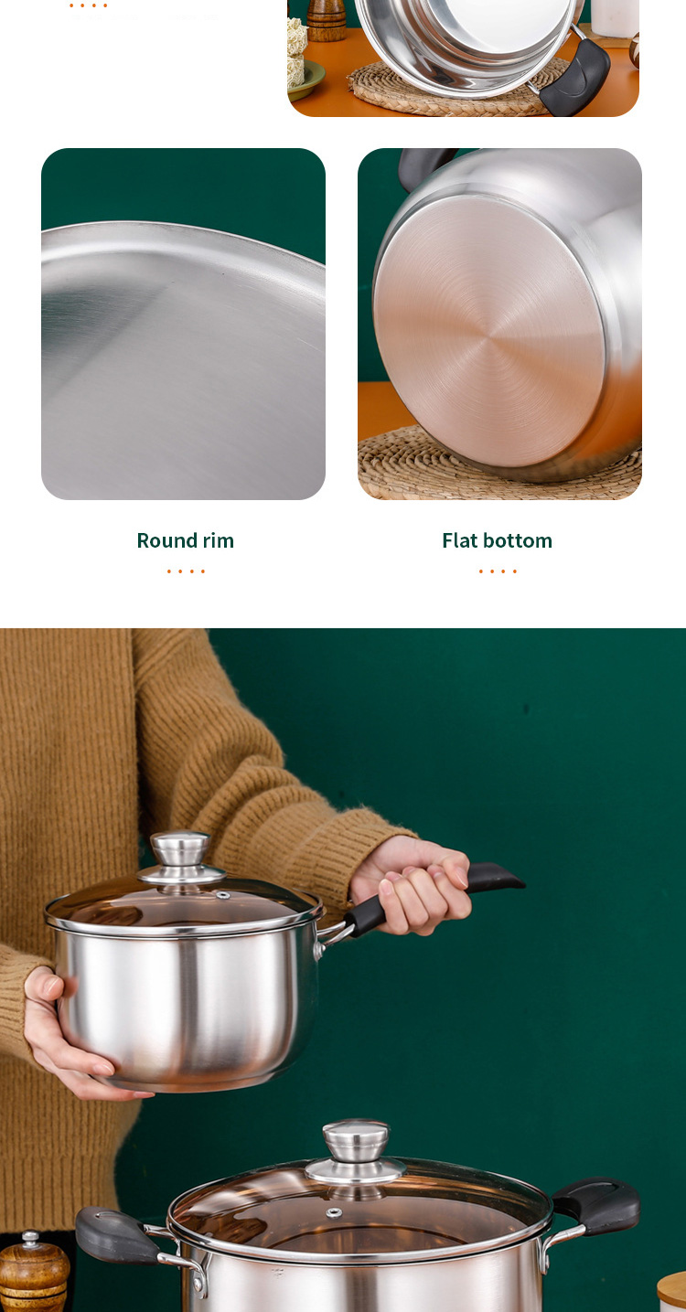Multifunction restaurant Cookware Induction Pasta Pot Stainless Steel Cooking Soup Pot With Bakelite Handle