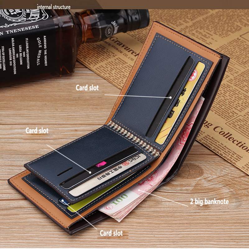 Anti-Scratch Function PU Leather Men's Short Wallet with Passport Holder and Coin Purse