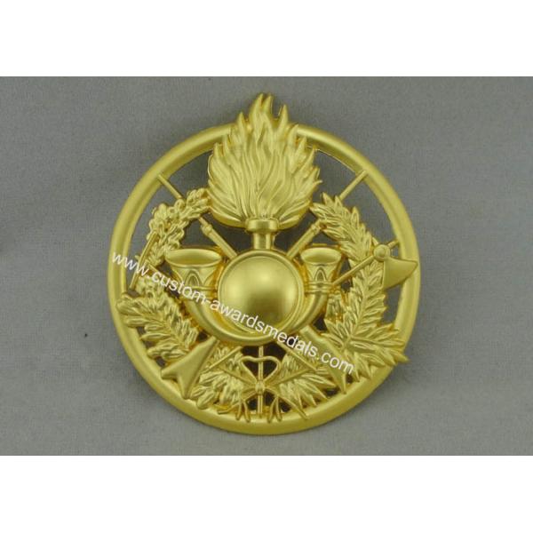 2.5 inch Full 3D Award Badges , Die Casting Misty Gold Military Badges