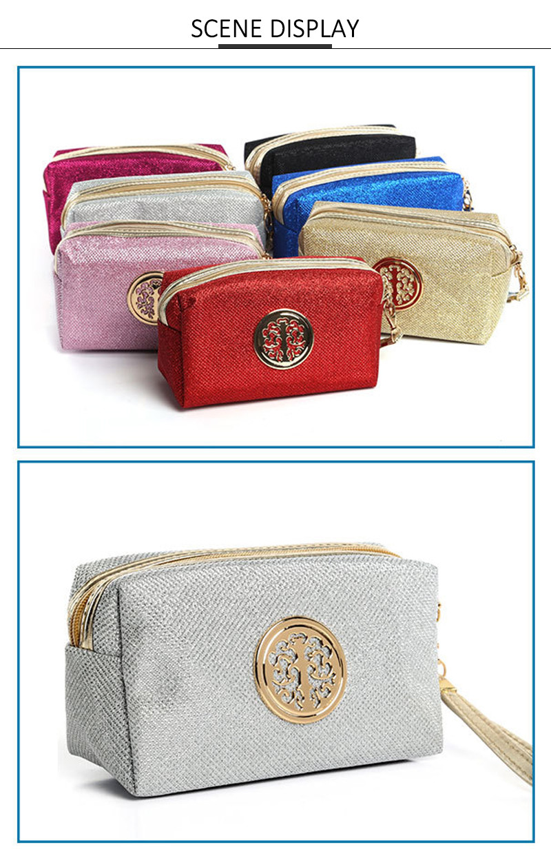 Wholesale Woman Travel Waterproof PU Cosmetic Wristlet Wash Bag
