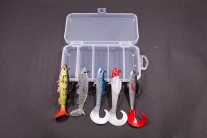 China Rubber Lead Equipped Fish Set Fishing Lure Baits 5 Pcs/Box Multicolor on sale