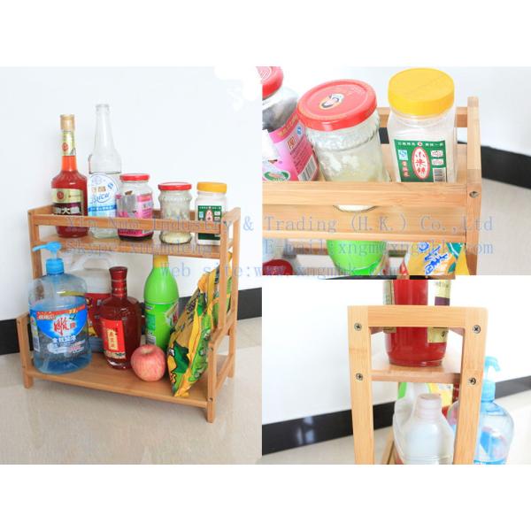 Multilayer bamboo spice rack, corner bamboo frame, wooden kitchen storage rack
