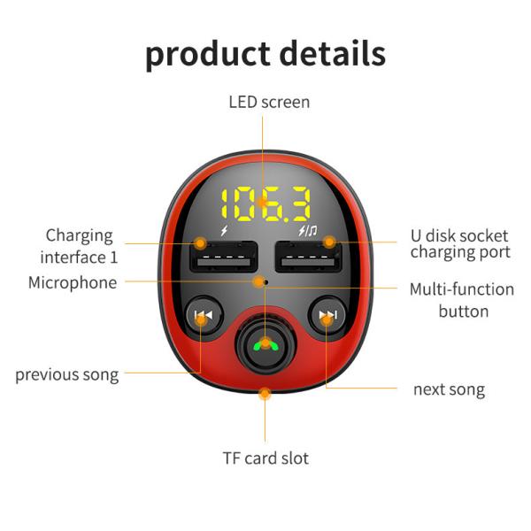 HFP HSP Bluetooth Car Kit Support TF Card 32G Usb Bluetooth Adapter For Car Music