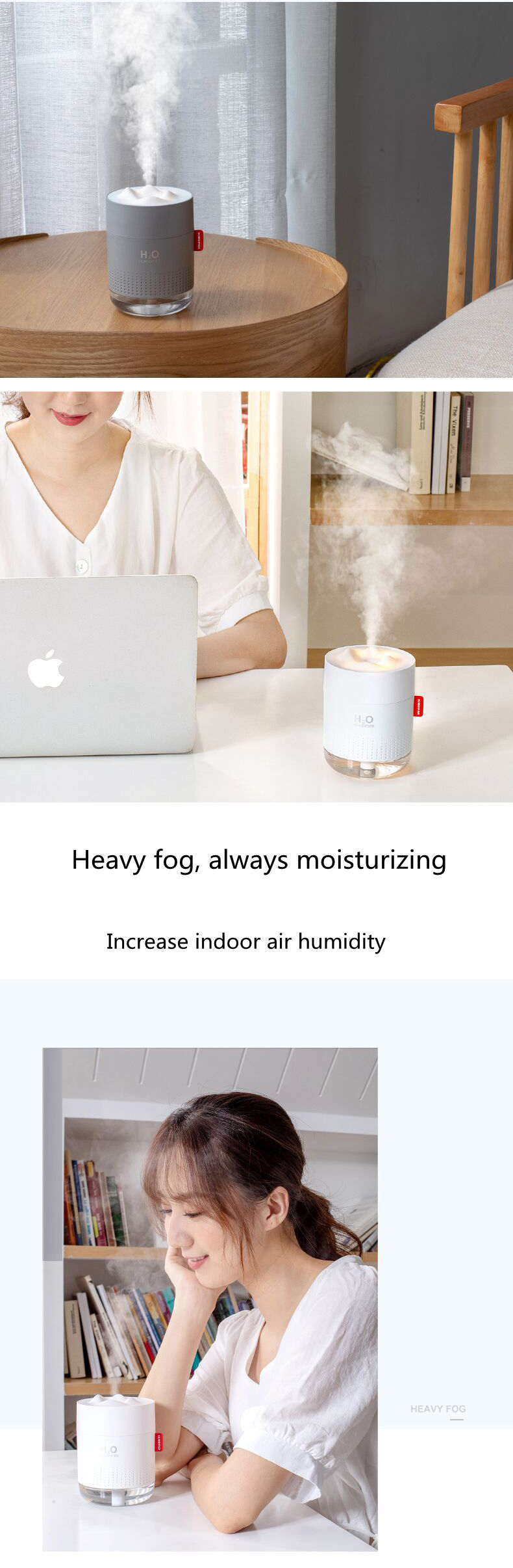 Homefish OEM Luftbefeuchter 500ml Water Tank Capacity Pure Mist Humidifyers Air Portable Desktop H20