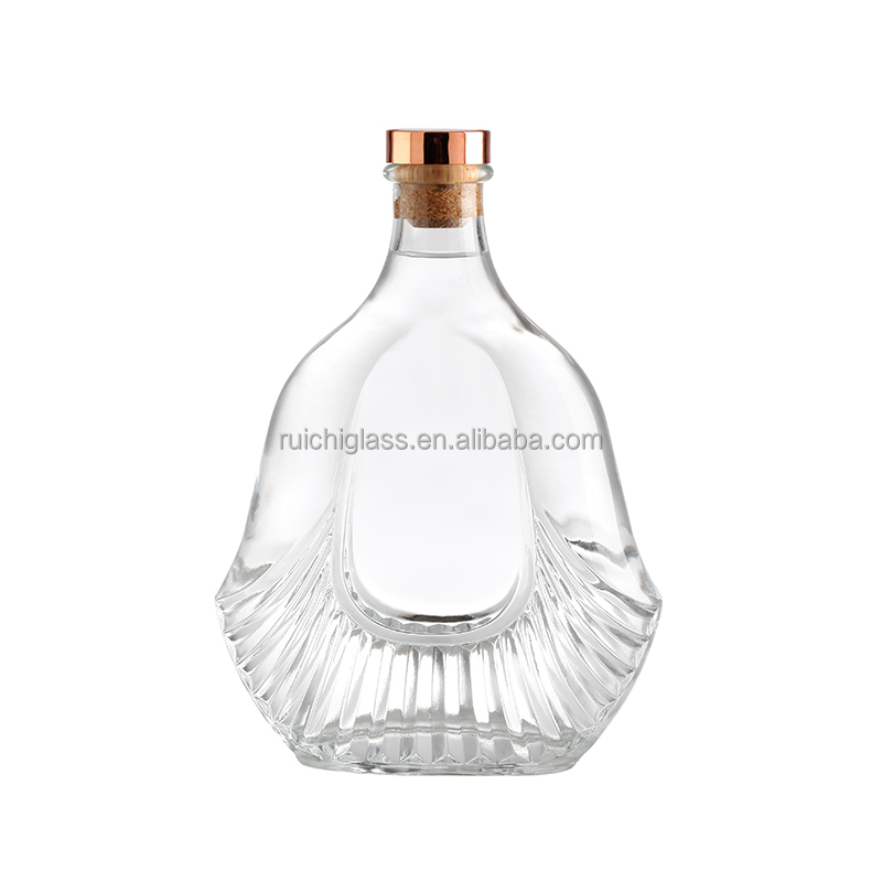 300mL 350mL 750mL Custom Wine Liquor Glass Bottle with Cap Super Flint Glass Hot Stamping