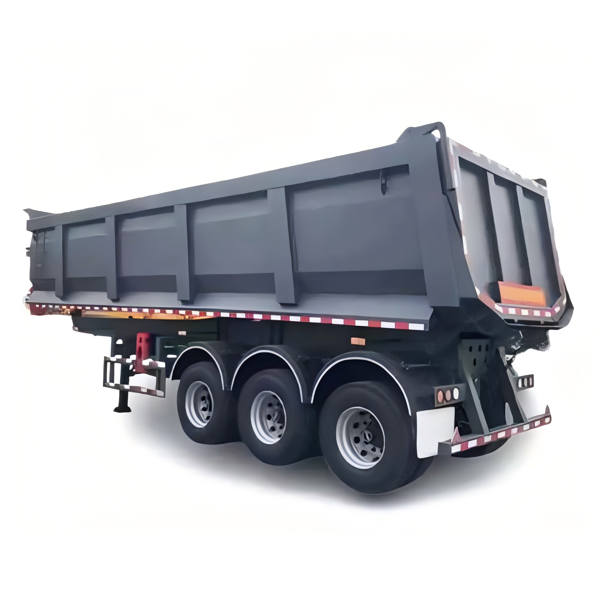 CIMC adopts the newly designed three-axle rear dump semi-trailer made of new steel.