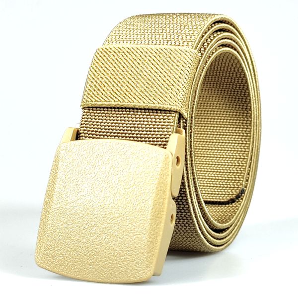 DANSKY Custom Logo Fabric Belt with Heat Cut Tail Plate Flip Buckle Elastic Stretchy Nylon Webbing Belt