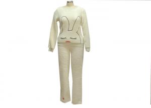China White Thick Ladies Pajama Sets Ladies Night Suit Big Rabbit Embroidered on sale