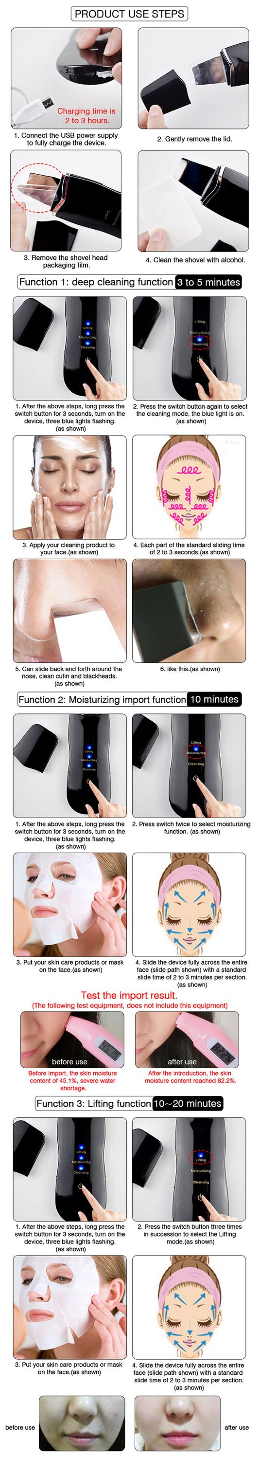 Automatic Face Scrubber Ultrasonic Beauty Massager Facial Cleansing System